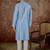 Mens blue jacquard solid embroidered kurta with trouser