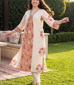 Women Floral Printed Empire Pure Cotton Kurta with Trousers