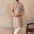 Mens taupe jacquard ethnic motifs embroidered kurta with trouser