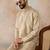 Mens olive jacquard ethnic motifs embroidered kurta with trouser
