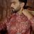 Mens silk blend pink abstract printed kurta with trouser