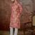 Mens silk blend pink abstract printed kurta with trouser
