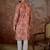 Mens silk blend pink abstract printed kurta with trouser
