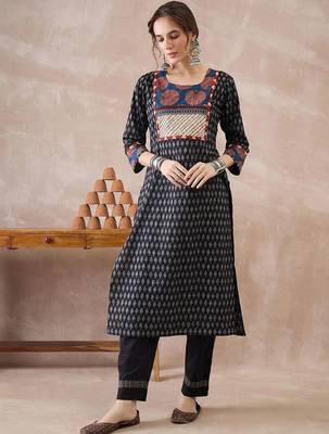 Women Ethnic Motifs Printed Regular Pure Cotton Kurta with Trousers & With Dupatta 2