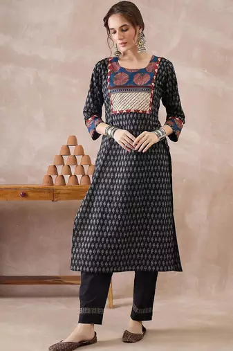Women Ethnic Motifs Printed Regular Pure Cotton Kurta with Trousers & With Dupatta