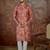 Mens silk blend pink abstract printed kurta with trouser