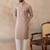 Mens lavender silk blend floral embroidered kurta