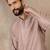 Mens lavender silk blend floral embroidered kurta with trouser