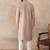 Mens lavender silk blend floral embroidered kurta with trouser
