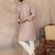 Mens lavender silk blend floral embroidered kurta with trouser