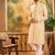 Mens cream viscose rayon solid embroidered kurta with trouser