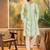 Mens viscose rayon green solid embroidered kurta with trouser