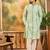 Mens viscose rayon green solid embroidered kurta with trouser