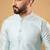 Mens blue jacquard woven design mandarin collar koti