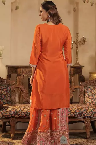Women Ethnic Motifs Embroidered Sequinned Kurta with Palazzos & Dupatta