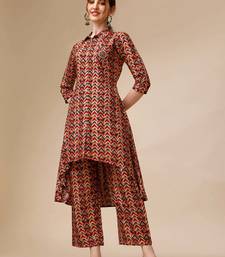 Placement embroidered chevron printed asymmetric co-ords
