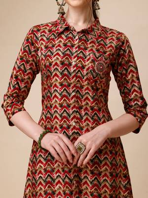 Placement embroidered chevron printed asymmetric co-ords 3