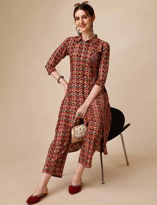 Placement embroidered chevron printed asymmetric co-ords 4