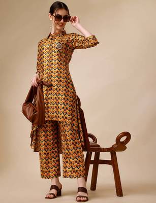 Placement embroidered chevron printed asymmetric co-ords 1