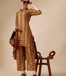 Placement embroidered chevron printed asymmetric co-ords