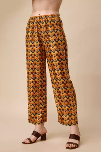 Placement embroidered chevron printed asymmetric co-ords