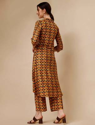 Placement embroidered chevron printed asymmetric co-ords 5