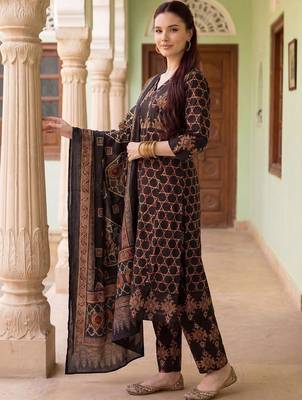 Women Ethnic Motifs Printed Regular Pure Cotton Kurta with Trousers & With Dupatta 3