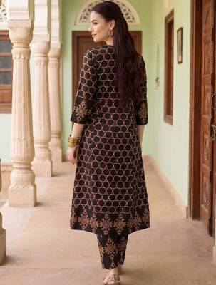 Women Ethnic Motifs Printed Regular Pure Cotton Kurta with Trousers & With Dupatta 4