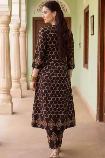 Women Ethnic Motifs Printed Regular Pure Cotton Kurta with Trousers & With Dupatta