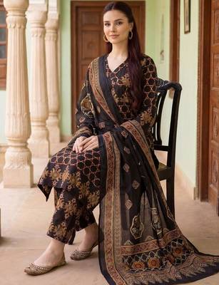 Women Ethnic Motifs Printed Regular Pure Cotton Kurta with Trousers & With Dupatta 5