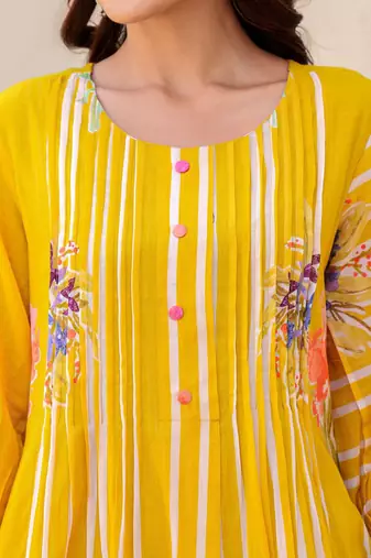 Floral Printed A-Line Pure Cotton Kurta With Trousers