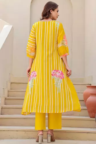 Floral Printed A-Line Pure Cotton Kurta With Trousers