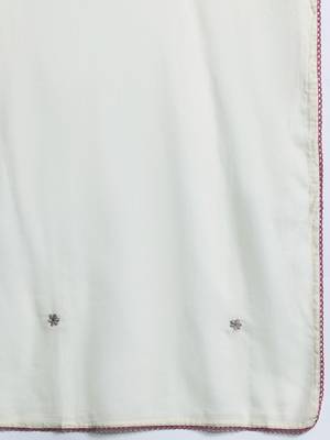 Floral Embroidered Empire Thread Work Pure Cotton Kurta with Trousers & Dupatta 4