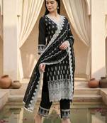 Women Ethnic Motifs Embroidered Regular Thread Work Pure Cotton Kurta with Trousers & With Dupatta