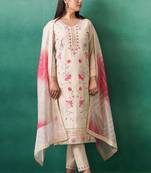 Women Floral Embroidered Regular Mirror Work Kurta with Trousers & With Dupatta