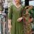 Floral Embroidered V-Neck Thread Work Liva Straight Kurta & Trousers With Dupatta