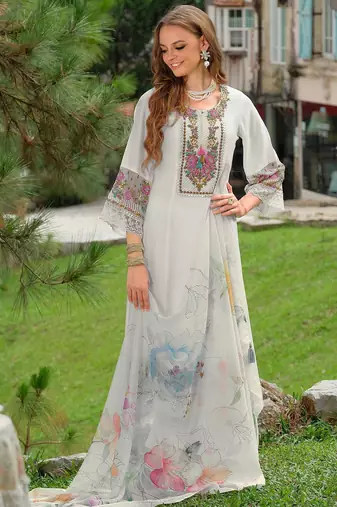 Women Floral Embroidered Kurta with Trousers & Dupatta