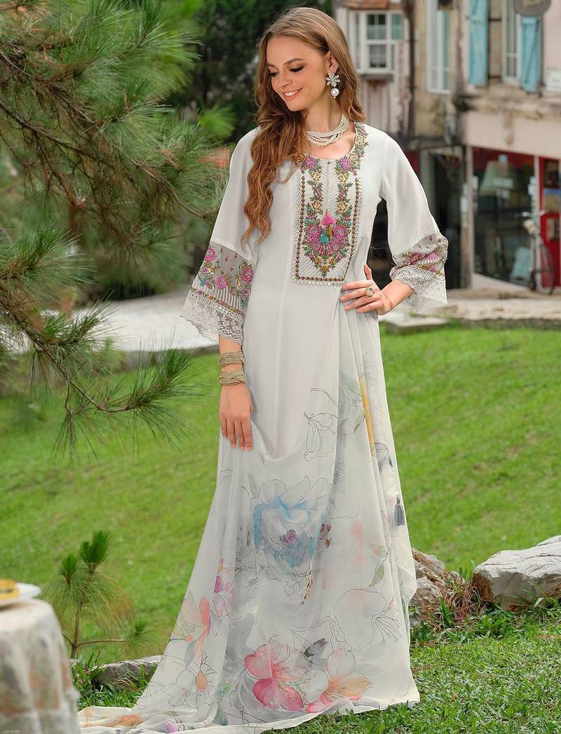 Women Floral Embroidered Kurta with Trousers & Dupatta