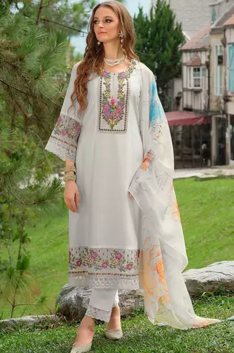 Women Floral Embroidered Kurta with Trousers & Dupatta
