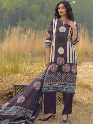 Women Ethnic Motifs Printed Regular Pure Cotton Kurta with Trousers & With Dupatta 1