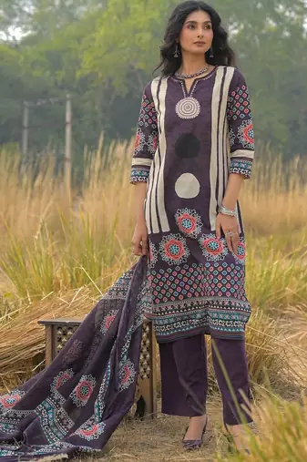 Women Ethnic Motifs Printed Regular Pure Cotton Kurta with Trousers & With Dupatta