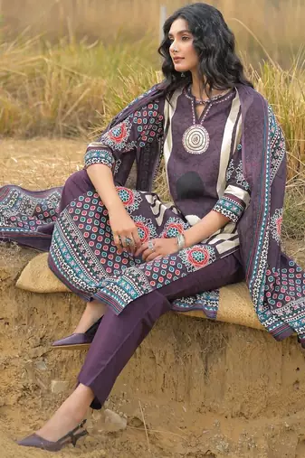 Women Ethnic Motifs Printed Regular Pure Cotton Kurta with Trousers & With Dupatta