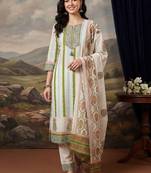 Women Printed Regular Sequinned Pure Cotton Kurta with Trousers & With Dupatta