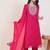 Women Leheriya Printed Regular Thread Work Kurta with Trousers & With Dupatta