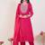 Women Leheriya Printed Regular Thread Work Kurta with Trousers & With Dupatta