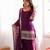 elegant wine kurta patiala set with embroidered border dupatta