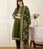 Women Ethnic Motifs Printed Regular Pure Cotton Kurta with Trousers & With Dupatta