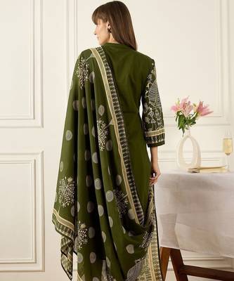 Women Ethnic Motifs Printed Regular Pure Cotton Kurta with Trousers & With Dupatta 7