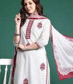 Floral Embroidered Kurta with Trousers & Dupatta