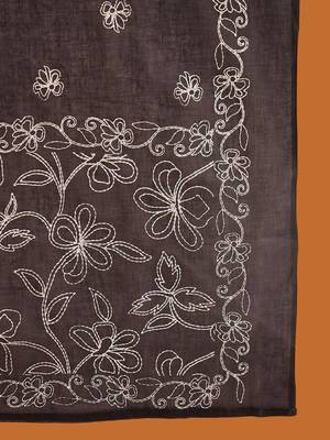 Floral Embroidered Thread Work Pure Cotton Straight Kurta With Trousers & Dupatta 4